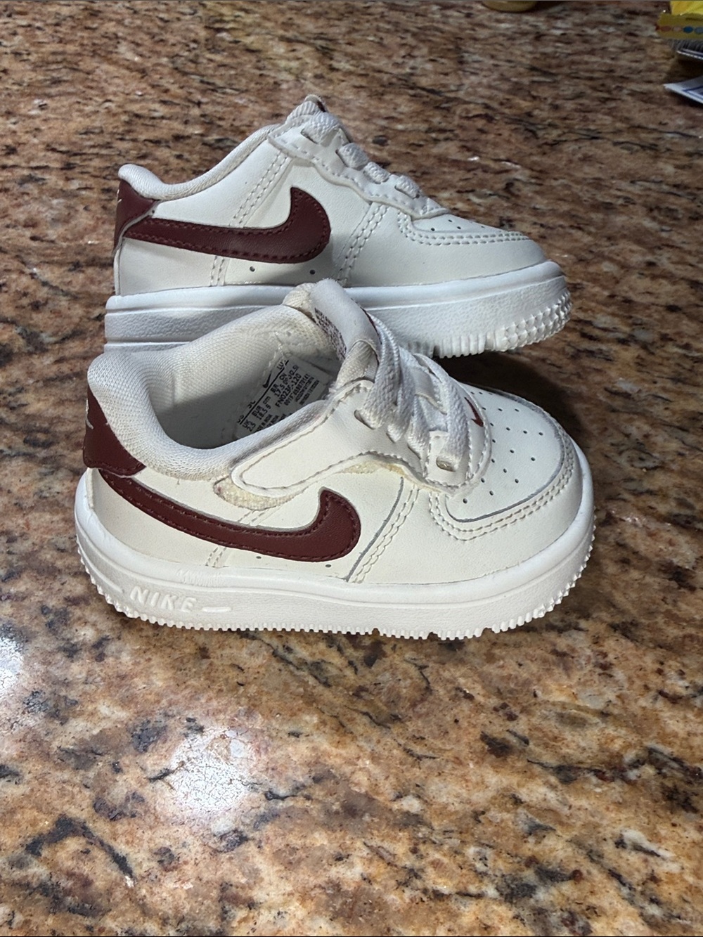 Nike- Baby Sneaker with Maroon Swoosh size 3c Nike air force 1 - Picture 1 of 8